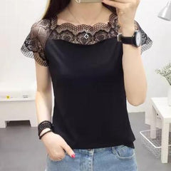 Lace Shoulder Fitted Top