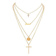 Multi-chain Amen & Cross Pendant Necklace