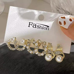 3 Pairs of Stylish Pearl Studs Earrings Set