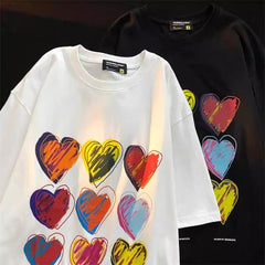 9-hearts Graffiti Cotton T-shirt