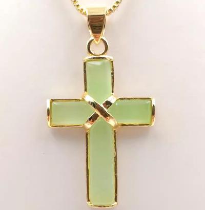 Classic Jade Cross Pendant Necklace