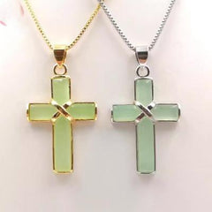 Classic Jade Cross Pendant Necklace