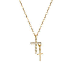 Double Cross Pendant Necklace