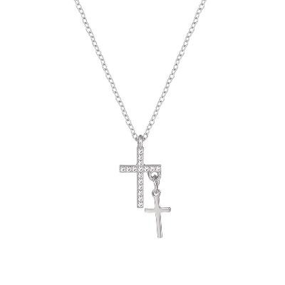 Double Cross Pendant Necklace