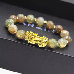 Gold-plated Pixiu Agate Beaded Bracelet