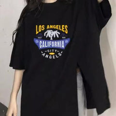 Los Angeles Print Baggy Style Split T-shirt