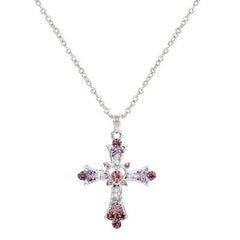 Multi-color Gem Cross Pendant Necklace